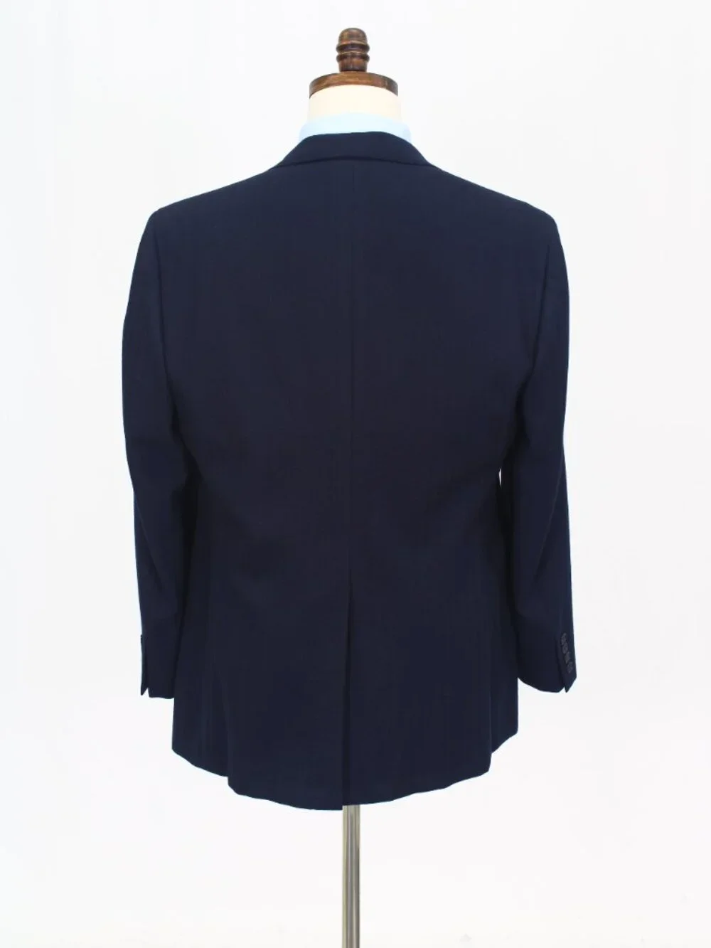 Vintage 1970s 44R 38x29 Navy Full Suit 2-Button Herringbone R932